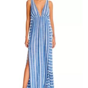 L*Space Blue and White Striped Maxi Dress